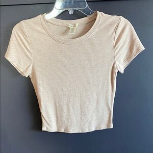 Bozzolo Light Beige Ribbed Crop Top